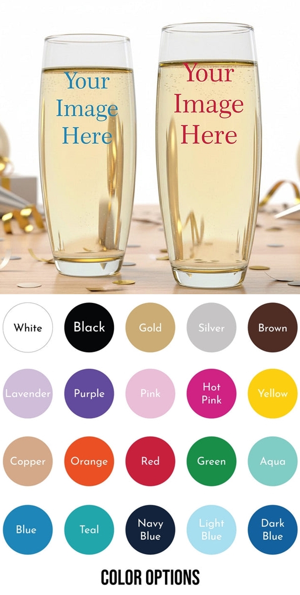 Personalized Custom Design 9oz Stemless Champagne Glasses (Set of 6)