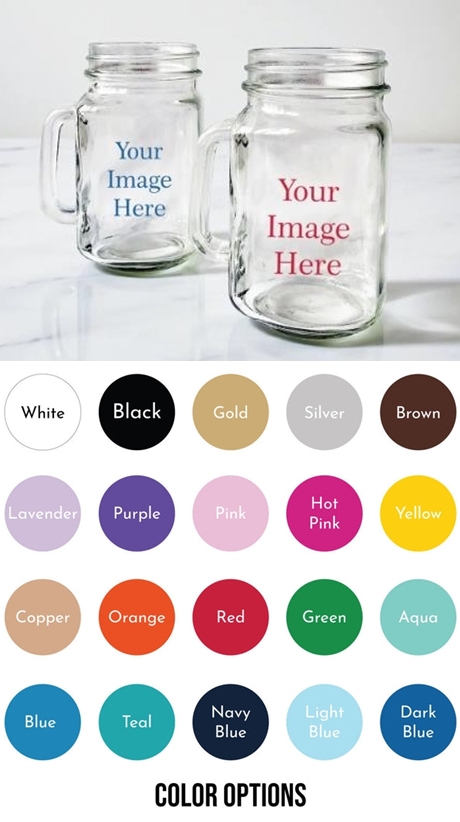 Personalized "Custom Design" 16oz Mason Jar Mugs with Handles (Set of 6)
