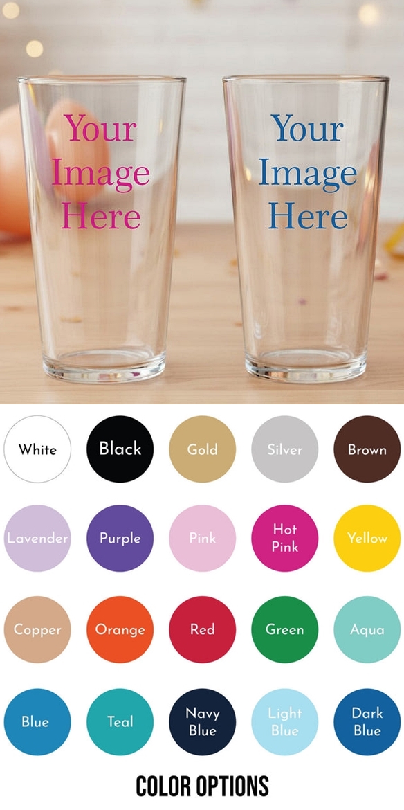 Personalized "Custom Design" 16oz Beer Pint Glasses (Set of 6)