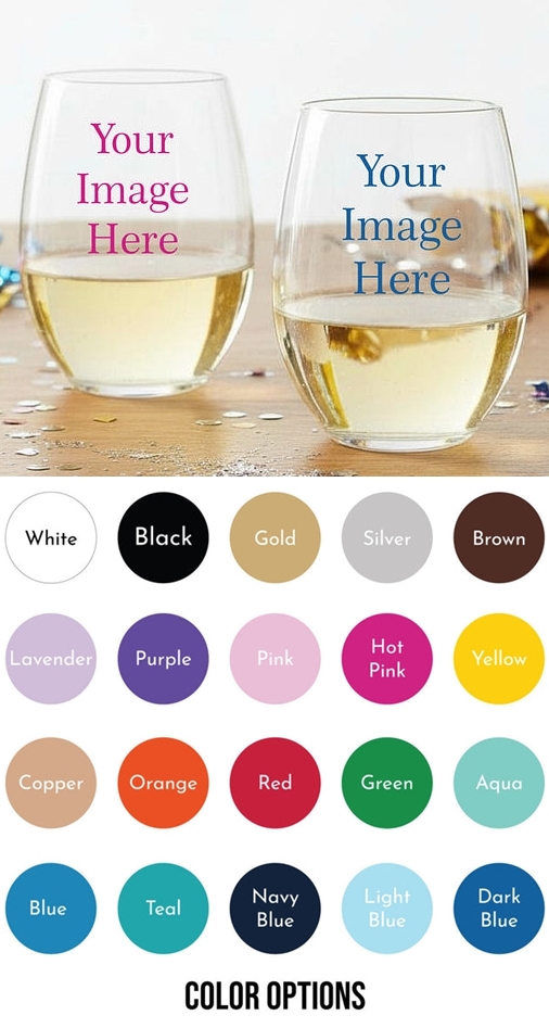 Personalized "Custom Design" 9oz Stemless Wine Glasses (Set of 6)