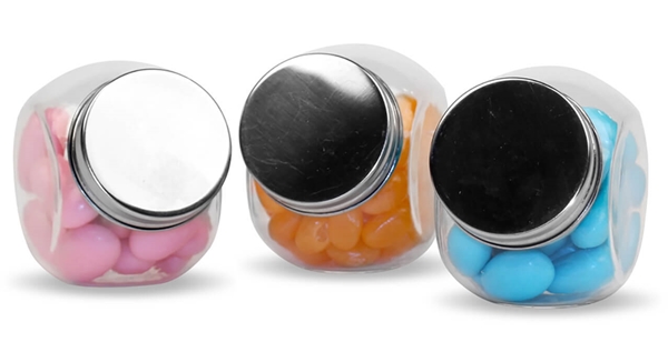 DIY Blank Glass Candy Jar with Silver-Metal Screwtop Lid