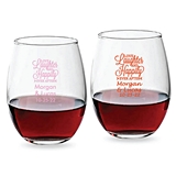Personalized 'Love Laughter' Script Design 9oz Stemless Wine Glasses