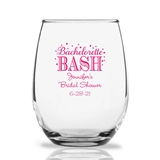 Personalized Bachelorette Bash Bubbly Design 15oz Stemless Wine Glass