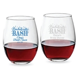 Personalized Bachelorette Bash Bubbly Design 9oz Stemless Wine Glass