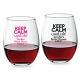 Personalized 9oz 'Keep Calm I Said I Do' Design Stemless Wine Glass