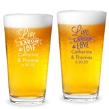 Personalized "Live, Laugh & Love" Design 16oz Pint Glasses