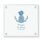 Personalized Palm Beach Pineapple Design Square Glass Coasters