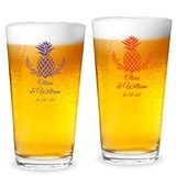 Personalized Palm Beach Pineapple Design 16 ounce Pint Glasses