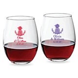 Personalized Palm Beach Pineapple Design 9 oz Stemless Wine Glasses
