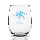 Personalized 15oz Winter Wonderland Snowflakes Stemless Wine Glasses