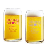 Personalized 'Drunk in Love' Design 16 ounce Beer Can-Shaped Glass