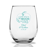 Personalized 'To the Moon & Back' Rocket 15oz Stemless Wine Glasses