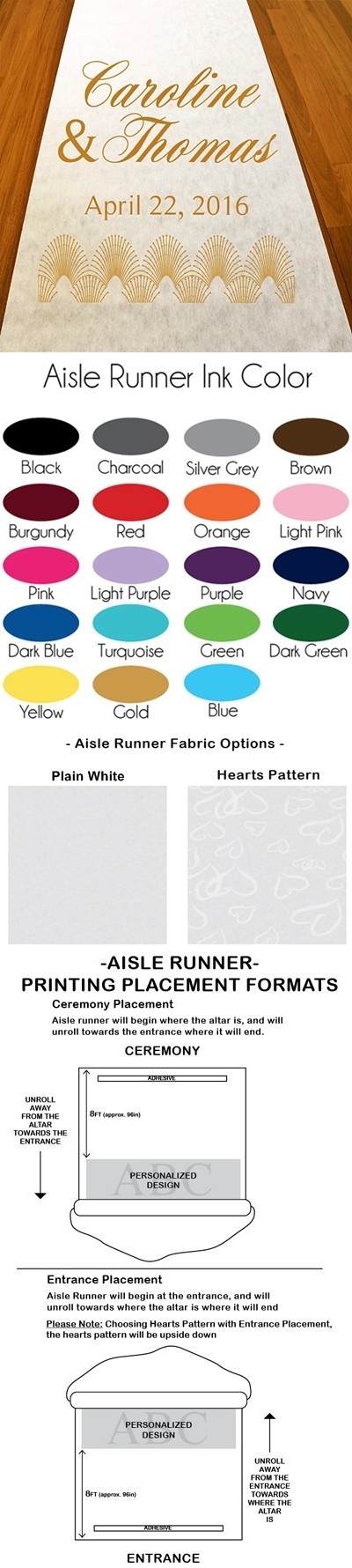 Personalized Art Deco Aisle Runner (19 Colors)