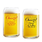 Personalized Confetti Cheers! Design 16 ounce Beer Can-Shaped Glass