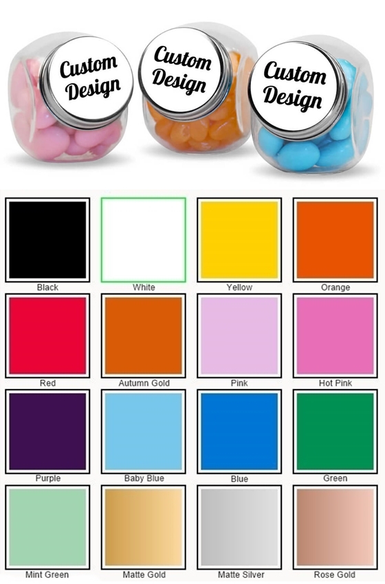 Personalized Screwtop Glass Candy Jar with 'Custom Design' Sticker
