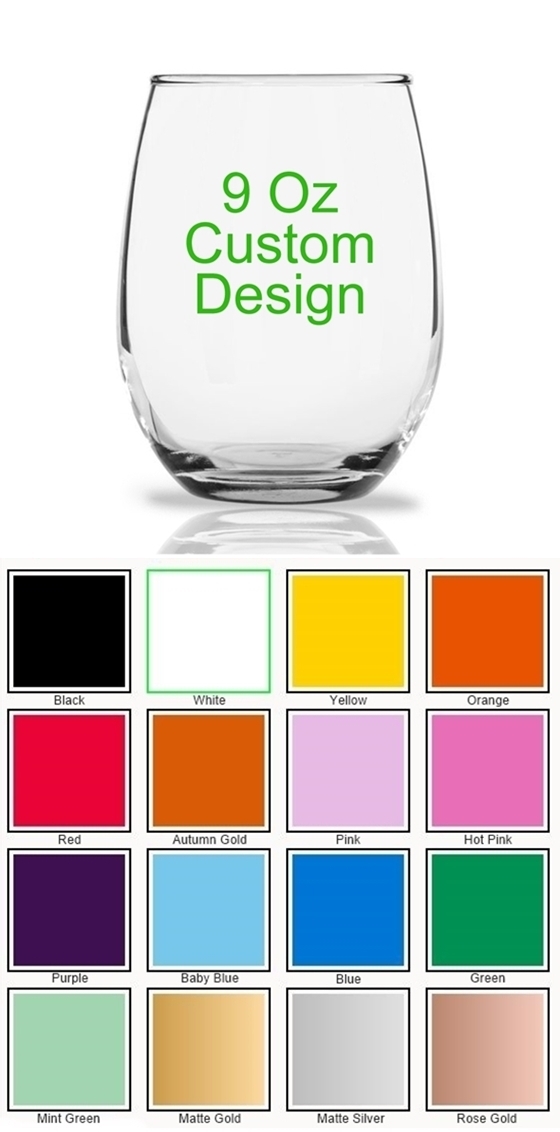Personalized 9oz "Your Custom Design" Stemless Wine Glass
