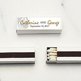 Personalized Silver Rose Design Lipstick-Box Matches (Set of 50)