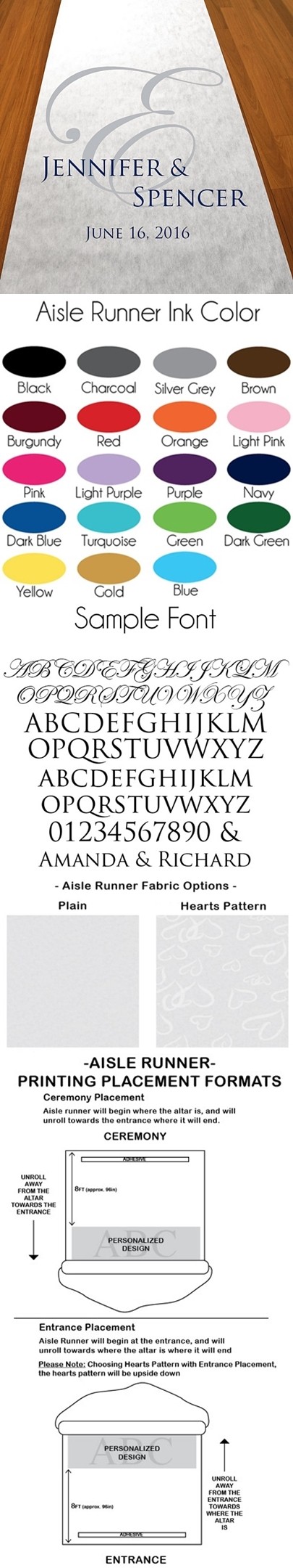 Personalized Fancy Monogram Aisle Runner (19 Colors)