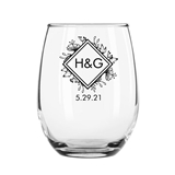 15oz 'Woodsy Botanical' Couple's Monogram Stemless Wine Glasses