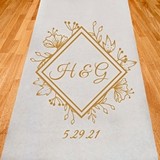 Personalized Floral Garden Diamond Design Aisle Runner (19 Colors)