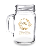Personalized Rustic Wreath Design 16oz Mason Jar Mug with Handle