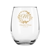 Personalized 15oz Rustic Woodlands Wreath Design Stemless Wine Glasses