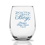 Personalized 9oz "It's A Boy!" Design Stemless Wine Glasses
