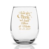 Personalized 9oz 'I Love You to the Moon and Back' Stemless Wine Glass