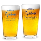 Personalized "Congrats Graduate" Cap Design 16oz Pint Glass