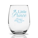 Personalized 9oz 'Little Prince' Crown Design Stemless Wine Glass