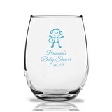 Personalized 9 ounce Baby Monkey Design Stemless Wine Glasses