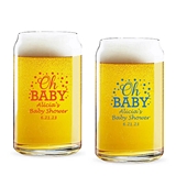 Personalized 'Oh Baby' Confetti Dots Design 16oz Beer Can-Shaped Glass