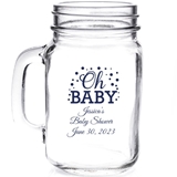 Personalized 'Oh Baby' Confetti Dots Design 16oz Mason Jar Mug