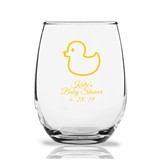 Personalized 9 ounce Little Ducky Design Stemless Wine Glasses