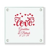 Personalized Love Hearts Design Glass Coaster (18 Ink Colors)
