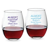 Personalized 9oz "Almost Married" Stemless Wine Glass