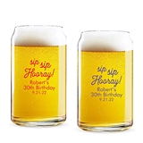 Personalized 'Sip Sip Hooray' Design 16oz Beer Can-Shaped Glass