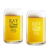 Personalized 'Eat Drink & Be # Years' Birthday Favor Can-Shaped Glass