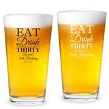 Personalized 'Eat Drink & Be # Years' Milestone Birthday Pint Glass