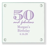 Personalized '[X] Number of Years and Fabulous' Design Glass Coasters