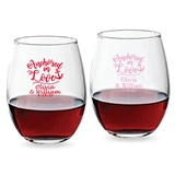 Personalized 9oz Anchored in Love Cursive Design Stemless Wine Glass