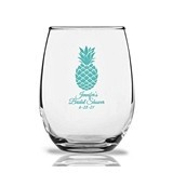 Personalized 15oz Welcoming Pineapple Design Stemless Wine Glasses
