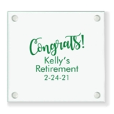 Personalized "Congrats!" Design Square Glass Coasters