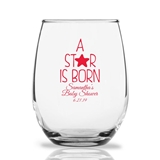 Personalized 'A Star is Born' Design 9oz Stemless Wine Glasses
