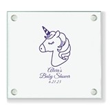 Personalized Magical Unicorn Design Square Glass Coasters