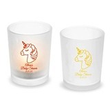 Personalized Magical Unicorn Design Frosted Glass Votives