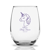 Personalized 15oz Magical Unicorn Design Stemless Wine Glasses