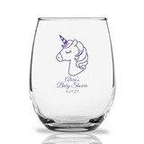 Personalized Magical Unicorn Design 9 oz Stemless Wine Glasses