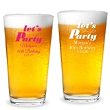 Personalized "Let's Party" Design 16 ounce Pint Glasses
