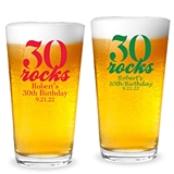 Personalized [# of Years] 'Rocks' Milestone Birthday 16oz Pint Glasses